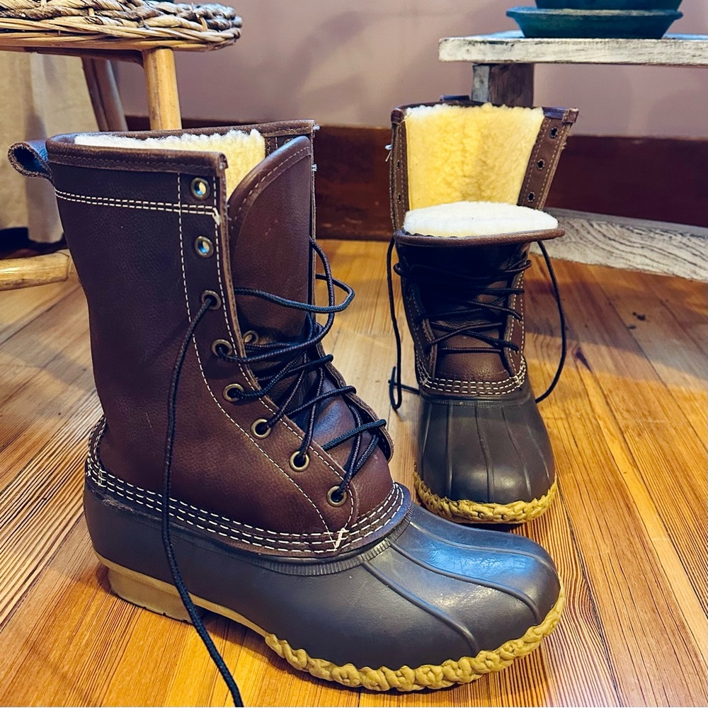 LL Bean Women's Duck Boots, 10" Shearling-Lined